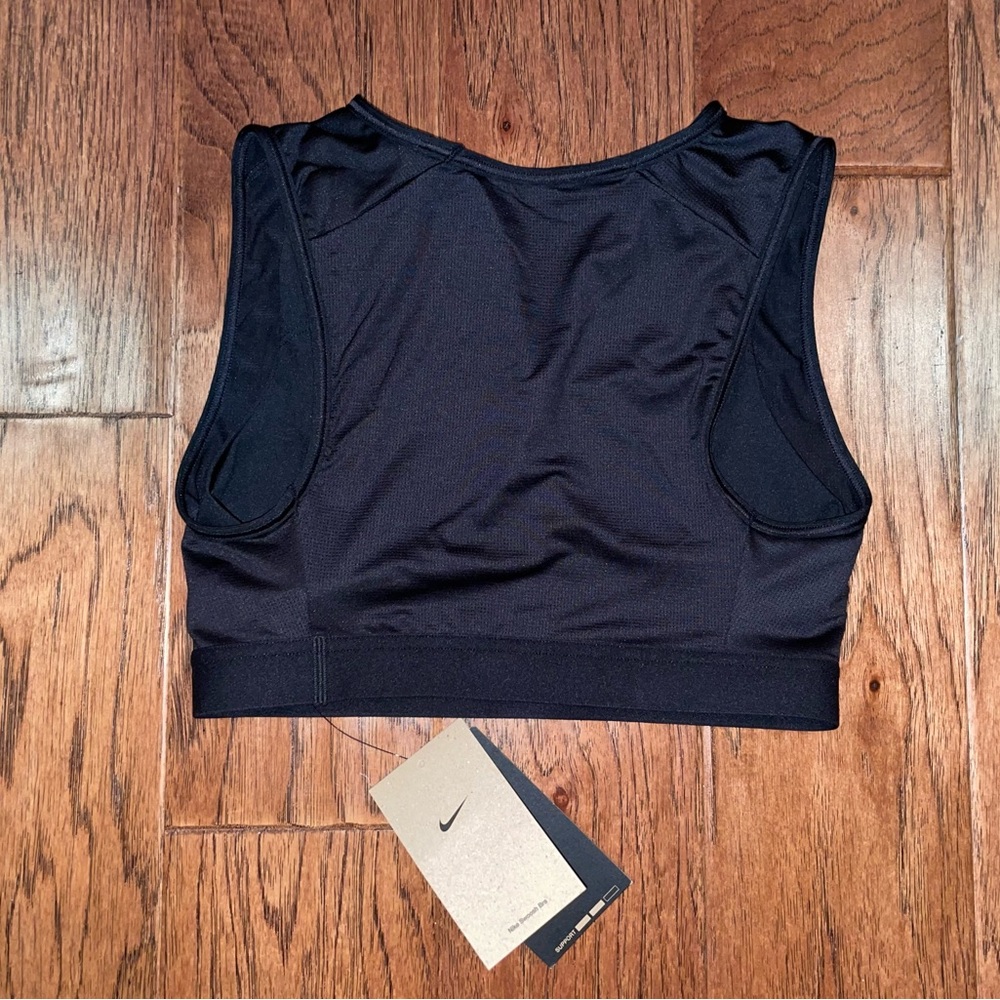 NWT Womens Nike Dri-Fit Swoosh Black Medium Support High Neck Sports Bra Small - Picture 2 of 9